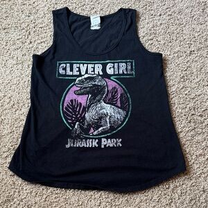 Jurassic World "Clever Girl" Graphic Tank Top Universal Studios Black Size M